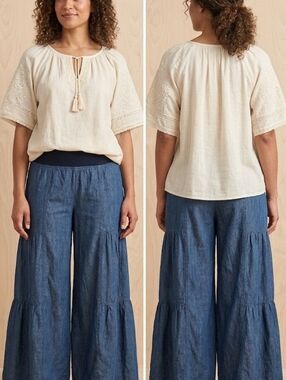 XCVI  Denim Tiered Palazzo Pant